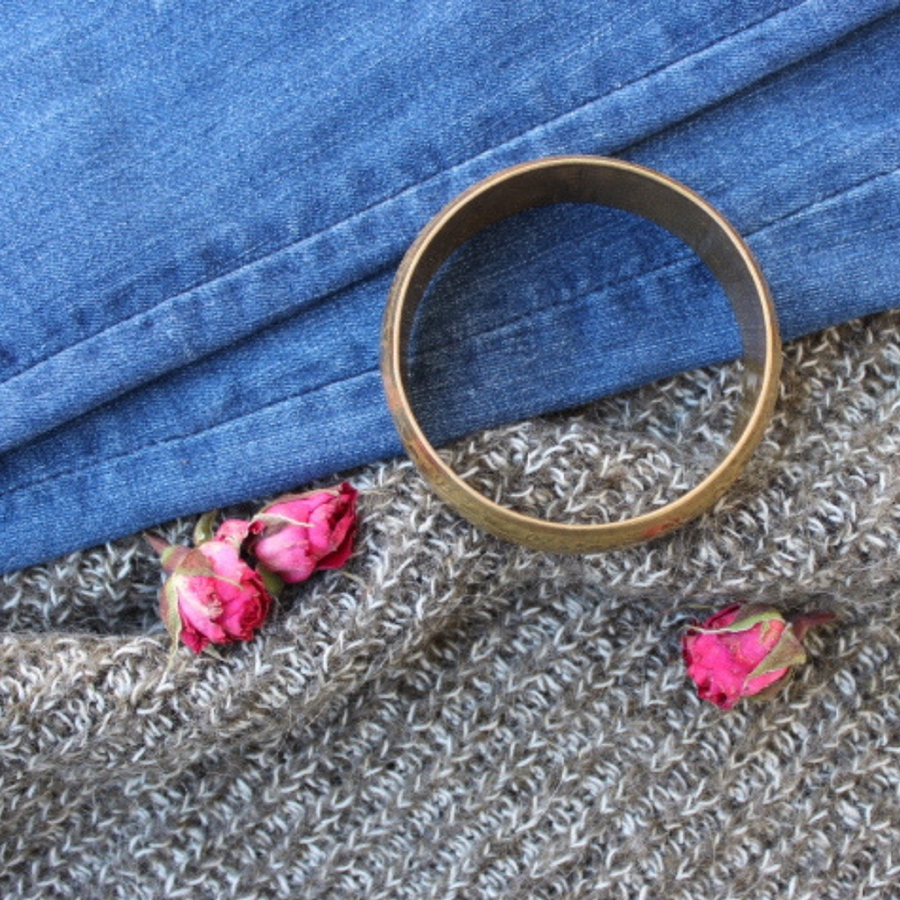 VINTAGE FLORAL STATEMENT BANGLE BRACELET METAL - Picture 5 of 6